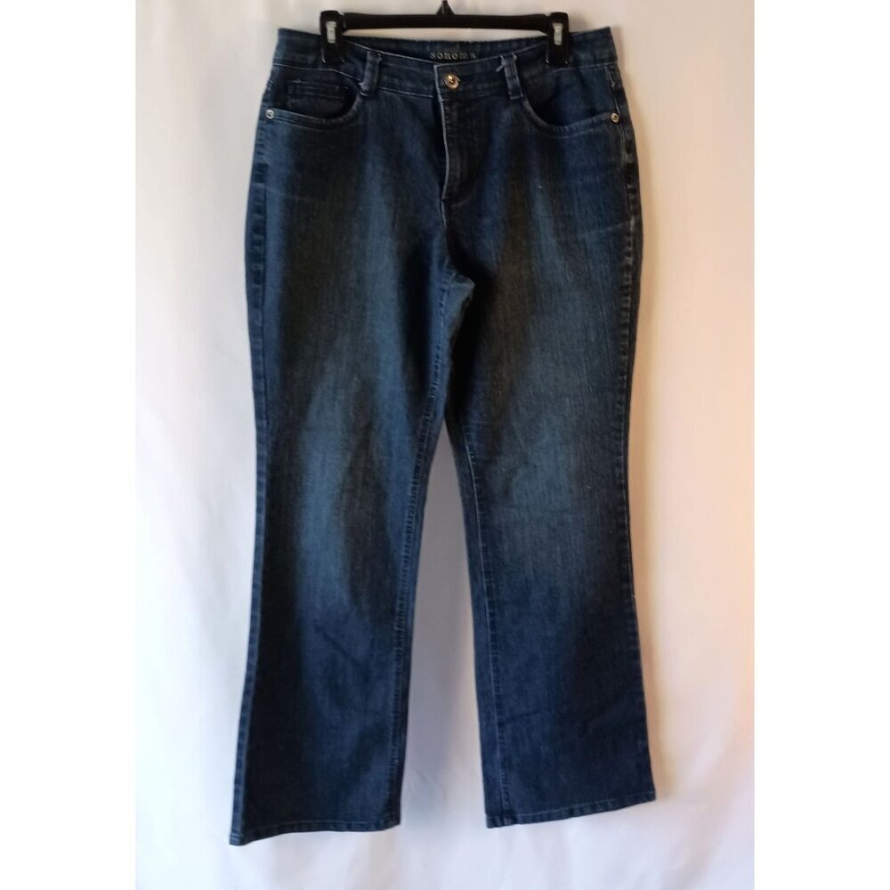 Sonoma Women’s Mid Rise Bootcut Jeans Size 12 Stretch Denim Flap Back Pockets